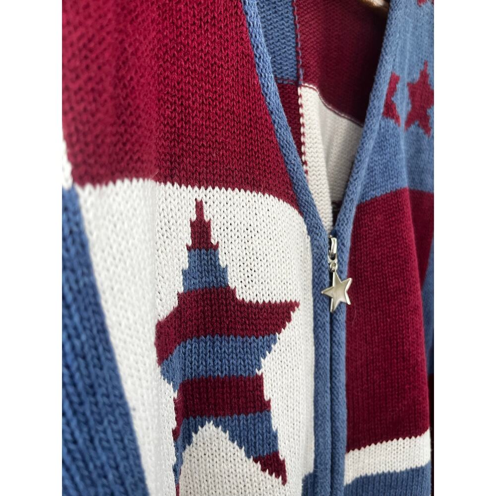 Vintage 90s Americana Cardigan USA Patriotic Cottage Granny July 4 Plus Size 1X - Picture 2 of 8